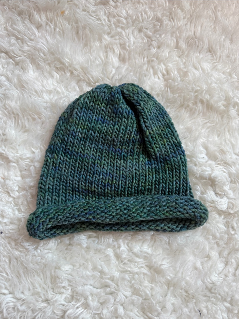 Handmade Merino Wool Beanie Hat, Hand-Dyed Teal Blue ‘Crystal Lake’ Winter Cap